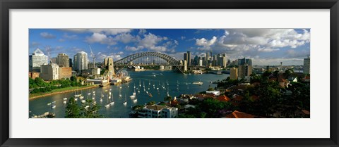 Framed Harbor And City And Bridge, Sydney, Australia Print