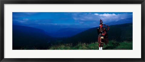 Framed Bagpiper Scottish Highlands Scotland Print