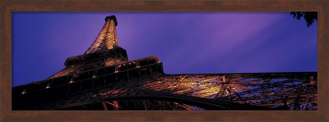 Framed Looking Up at the Eiffel Tower, Night Print