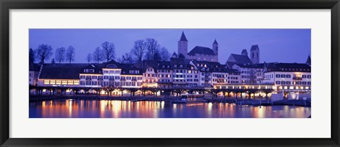 Framed Evening, Lake Zurich, Rapperswil, Switzerland Print