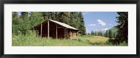 Framed Log Cabin In A Field, Kenai Peninsula, Alaska, USA Print