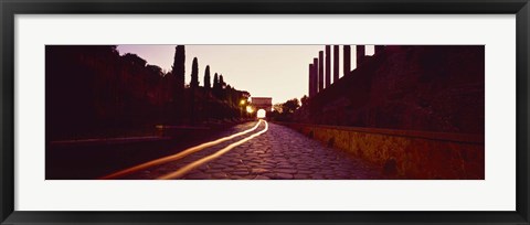 Framed Ruins along a road at dawn, Roman Forum, Rome, Lazio, Italy Print