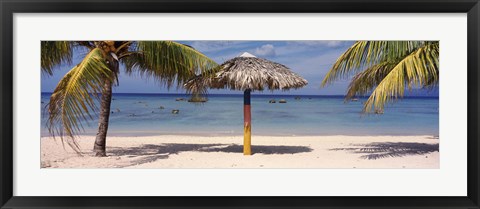 Framed Sunshade on the beach, La Boca, Cuba Print