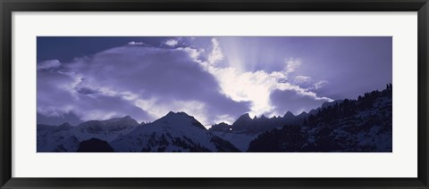 Framed Switzerland, Canton Glarus, View of clouds over snow covered peaks Print