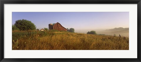 Framed Barn in a field, Iowa County, near Dodgeville, Wisconsin, USA Print