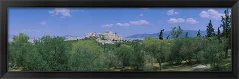 Framed Ruined buildings on a hilltop, Acropolis, Athens, Greece Print