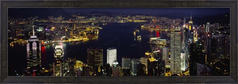 Framed Buildings Illuminated At Night, Hong Kong Print