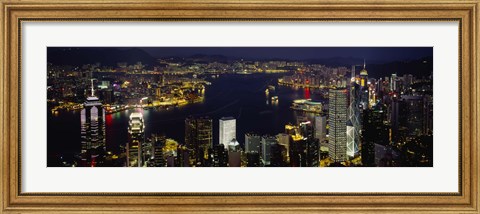 Framed Buildings Illuminated At Night, Hong Kong Print