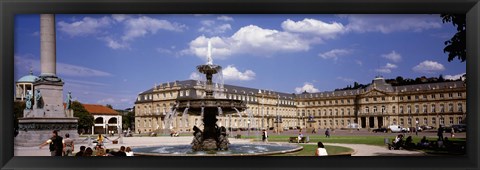 Framed Fountain in front of a palace, Schlossplatz, Stuttgart, Germany Print