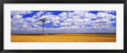 Framed Windmill Wheat Field, Othello, Washington State, USA Print