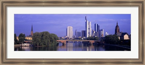 Framed Skyline Main River Frankfurt Germany Print