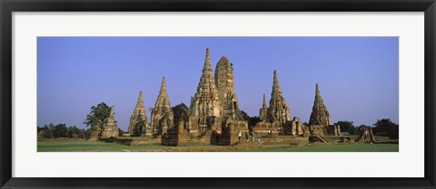 Framed Temples in a field, Wat Chaiwatthanaram, Ayutthaya Historical Park, Ayutthaya, Thailand Print