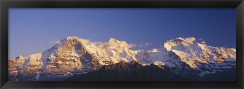 Framed Low Angle View Of Snowcapped Mountains, Bernese Oberland, Switzerland Print