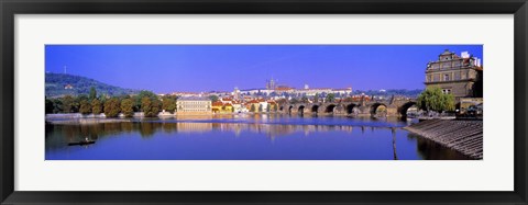 Framed Birght Purple Sky Over Charles Bridge, Prague, Czech Republic Print