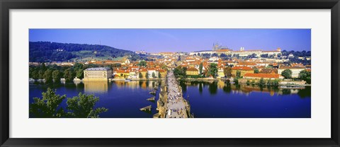 Framed Charles Bridge, Prague, Czech Republic, Blue Sky Print