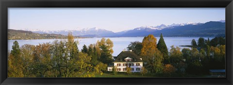 Framed Villa at the waterfront, Lake Zurich, Zurich, Switzerland Print