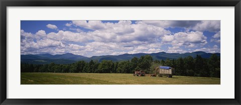 Framed Tractor on a field, Waterbury, Vermont, USA Print