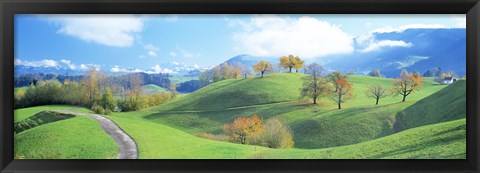 Framed Rolling Landscape, Zug, Switzerland Print