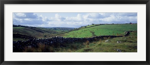 Framed Stone wall on a landscape, Republic of Ireland Print