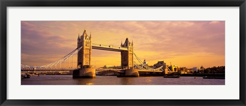 Framed Tower Bridge London England with Orange Sky Print