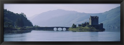 Framed Castle at the lakeside, Eilean Donan Castle, Loch Duich, Highlands Region, Scotland Print