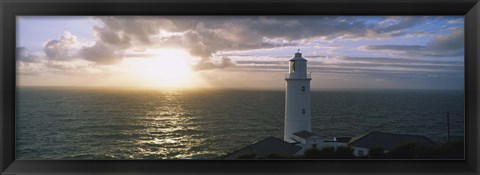 Framed Lighthouse in the sea, Trevose Head Lighthouse, Cornwall, England Print