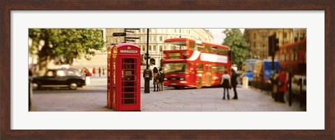 Framed Phone Box, Trafalgar Square Afternoon, London, England, United Kingdom Print