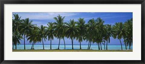 Framed Palms &amp; lagoon Aitutaki Cook Islands Print