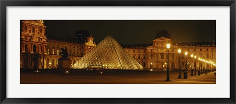 Framed Louvre Lit Up at Night, Paris, France Print