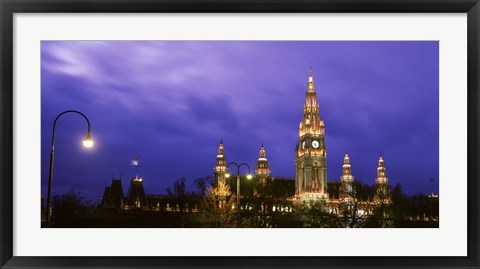 Framed Austria, Vienna, Rathaus, night Print