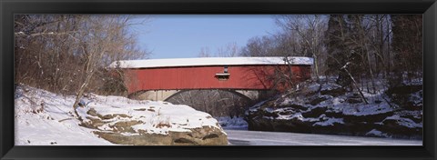 Framed Narrows Covered Bridge Turkey Run State Park IN USA Print