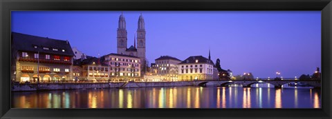 Framed Commercial District, Limmatquai, Zurich, Switzerland Print