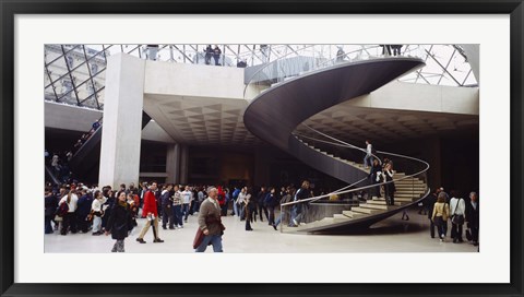 Framed Group of people in a museum, Louvre Pyramid, Paris, France Print