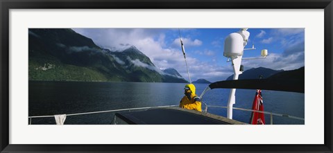 Framed Sailor on a yacht, New Zealand Print