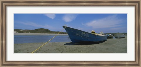 Framed Fishing boats on the beach, Mexico Print