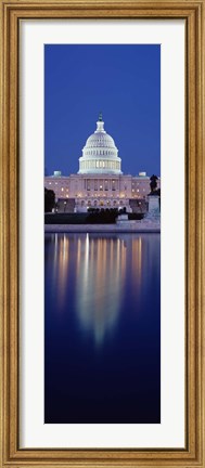 Framed Reflection of a government building in water, Capitol Building, Capitol Hill, Washington DC, USA Print