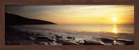 Framed Sunset over the sea, Celtic Sea, Wales Print