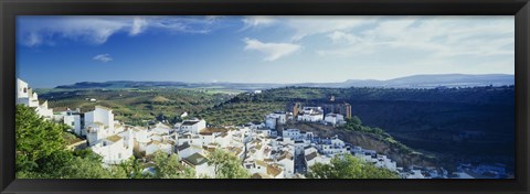 Framed High angle view of buildings in a town, Pueblo Blanco, Andalusia, Spain Print