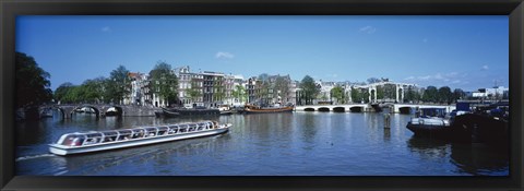 Framed High angle view of a ferry in a lake, Amsterdam, Netherlands Print