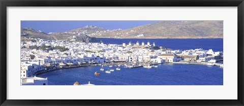 Framed Mykonos Harbor, Greece Print