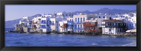 Framed Buildings on the Waterfront, Mykonos, Greece Print