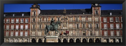 Framed Statue In Front Of A Building, Plaza Mayor, Madrid, Spain Print