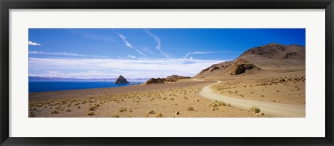 Framed Dirt road on a landscape, Pyramid Lake, Nevada, USA Print