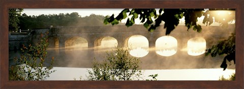 Framed Stone Bridge In Fog, Loire Valley, France Print