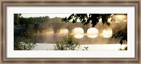 Framed Stone Bridge In Fog, Loire Valley, France Print