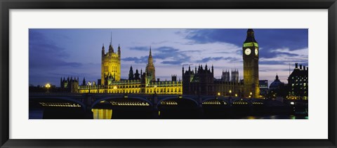 Framed Government Building Lit Up At Night, Big Ben And The Houses Of Parliament, London, England, United Kingdom Print