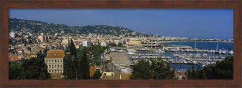 Framed Aerial View Of Boats Docked At A Harbor, Nice, France Print