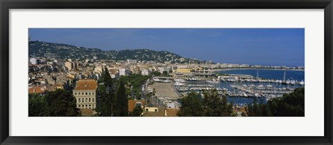 Framed Aerial View Of Boats Docked At A Harbor, Nice, France Print