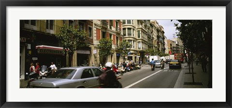 Framed Traffic On A Road, Barcelona, Spain Print