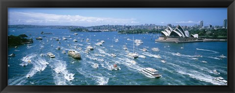 Framed Pleasure Boats, Sydney Harbor, Australia Print